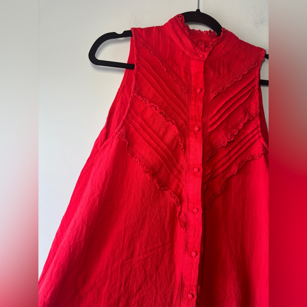 Tuckernuck Pomander Place Dutton Eyelet Sleeveless Red Mini Dress Size Small - Picture 6 of 9